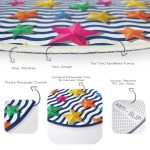 - RealHomes Dijital Baskılı Kaymaz Tabanlı Comfort Çocuk Odası Yuvarlak Halı - Realhomes Zikzak 3D Yıldız Desenli Çocuk & Genç Odası Makinede Yıkanabilir Kaymaz Tabanlı Yuvarlak Çocuk Halısı Realhomes