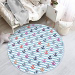 - RealHomes Dijital Baskılı Kaymaz Tabanlı Comfort Çocuk Odası Yuvarlak Halı - Realhomes  Rengarenk Çapa Desenli Çocuk & Genç Odası Makinede Yıkanabilir Kaymaz Tabanlı Yuvarlak Çocuk Halısı Realhomes