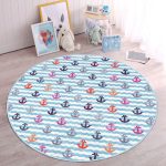 - RealHomes Dijital Baskılı Kaymaz Tabanlı Comfort Çocuk Odası Yuvarlak Halı - Realhomes  Rengarenk Çapa Desenli Çocuk & Genç Odası Makinede Yıkanabilir Kaymaz Tabanlı Yuvarlak Çocuk Halısı Realhomes