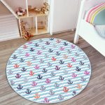 - RealHomes Dijital Baskılı Kaymaz Tabanlı Comfort Çocuk Odası Yuvarlak Halı - Realhomes  Rengarenk Çapa Desenli Çocuk & Genç Odası Makinede Yıkanabilir Kaymaz Tabanlı Yuvarlak Çocuk Halısı Realhomes