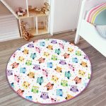 - RealHomes Dijital Baskılı Kaymaz Tabanlı Comfort Çocuk Odası Yuvarlak Halı - Realhomes  Baykuş Desen Çocuk & Genç Odası Makinede Yıkanabilir Kaymaz Tabanlı Yuvarlak Çocuk Halısı Realhomes