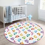 - RealHomes Dijital Baskılı Kaymaz Tabanlı Comfort Çocuk Odası Yuvarlak Halı - Realhomes  Baykuş Desen Çocuk & Genç Odası Makinede Yıkanabilir Kaymaz Tabanlı Yuvarlak Çocuk Halısı Realhomes