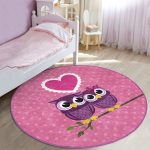 - RealHomes Dijital Baskılı Kaymaz Tabanlı Comfort Çocuk Odası Yuvarlak Halı - Realhomes  Baykuş Desenli Çocuk & Genç Odası Makinede Yıkanabilir Kaymaz Tabanlı Yuvarlak Çocuk Halısı Realhomes