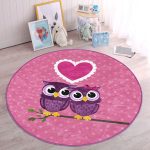 - RealHomes Dijital Baskılı Kaymaz Tabanlı Comfort Çocuk Odası Yuvarlak Halı - Realhomes  Baykuş Desenli Çocuk & Genç Odası Makinede Yıkanabilir Kaymaz Tabanlı Yuvarlak Çocuk Halısı Realhomes