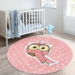 - RealHomes Dijital Baskılı Kaymaz Tabanlı Comfort Çocuk Odası Yuvarlak Halı - Realhomes  Baykuş Desenli Çocuk & Genç Odası Makinede Yıkanabilir Kaymaz Tabanlı Yuvarlak Çocuk Halısı Realhomes