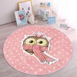 - RealHomes Dijital Baskılı Kaymaz Tabanlı Comfort Çocuk Odası Yuvarlak Halı - Realhomes  Baykuş Desenli Çocuk & Genç Odası Makinede Yıkanabilir Kaymaz Tabanlı Yuvarlak Çocuk Halısı Realhomes