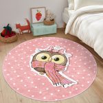 - RealHomes Dijital Baskılı Kaymaz Tabanlı Comfort Çocuk Odası Yuvarlak Halı - Realhomes  Baykuş Desenli Çocuk & Genç Odası Makinede Yıkanabilir Kaymaz Tabanlı Yuvarlak Çocuk Halısı Realhomes