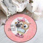 - RealHomes Dijital Baskılı Kaymaz Tabanlı Comfort Çocuk Odası Yuvarlak Halı - Realhomes  Sevimli Baykuş Çocuk & Genç Odası Makinede Yıkanabilir Kaymaz Tabanlı Yuvarlak Çocuk Halısı Realhomes