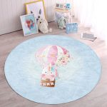 - RealHomes Dijital Baskılı Kaymaz Tabanlı Comfort Çocuk Odası Yuvarlak Halı - Realhomes  Mavi Zemin Uçan Balon Tasarımlı Çocuk & Genç Odası Makinede Yıkanabilir Kaymaz Tabanlı Yuvarlak Çocuk Halısı Realhomes