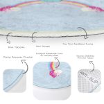 - RealHomes Dijital Baskılı Kaymaz Tabanlı Comfort Çocuk Odası Yuvarlak Halı - Realhomes Mavi Zeminde Denizkızı Desenli Çocuk & Genç Odası Makinede Yıkanabilir Kaymaz Tabanlı Yuvarlak Çocuk Halısı Realhomes