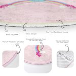 - RealHomes Dijital Baskılı Kaymaz Tabanlı Comfort Çocuk Odası Yuvarlak Halı - Realhomes Pembe Zeminde Denizkızı Desenli Çocuk & Genç Odası Makinede Yıkanabilir Kaymaz Tabanlı Yuvarlak Çocuk Halısı Realhomes