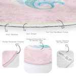 - RealHomes Dijital Baskılı Kaymaz Tabanlı Comfort Çocuk Odası Yuvarlak Halı - Realhomes  Pembe Zeminde Denizkızı Desenli Çocuk & Genç Odası Makinede Yıkanabilir Kaymaz Tabanlı Yuvarlak Çocuk Halısı Realhomes