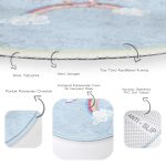 - RealHomes Dijital Baskılı Kaymaz Tabanlı Comfort Çocuk Odası Yuvarlak Halı - Realhomes  Mavi Zeminde Unicorn At Desenli Çocuk & Genç Odası Makinede Yıkanabilir Kaymaz Tabanlı Yuvarlak Çocuk Halısı Realhomes