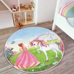 - RealHomes Dijital Baskılı Kaymaz Tabanlı Comfort Çocuk Odası Yuvarlak Halı - Realhomes  Prenses Desenli Çocuk & Genç Odası Makinede Yıkanabilir Kaymaz Tabanlı Yuvarlak Çocuk Halısı Realhomes