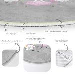 - RealHomes Dijital Baskılı Kaymaz Tabanlı Comfort Çocuk Odası Yuvarlak Halı - Realhomes  Gri Zeminde Unicorn At Ve Kalpler Tasarımlı Çocuk & Genç Odası Makinede Yıkanabilir Kaymaz Tabanlı Yuvarlak Çocuk Halısı Realhomes