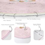 - RealHomes Dijital Baskılı Kaymaz Tabanlı Comfort Çocuk Odası Yuvarlak Halı - Realhomes  Pembe Zeminde Magic Unicorn Tasarımlı Çocuk & Genç Odası Makinede Yıkanabilir Kaymaz Tabanlı Yuvarlak Çocuk Halısı Realhomes