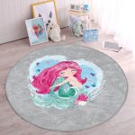 - RealHomes Dijital Baskılı Kaymaz Tabanlı Comfort Çocuk Odası Yuvarlak Halı - Realhomes  Gri Zeminde Denizkızı Tasarımlı Çocuk & Genç Odası Makinede Yıkanabilir Kaymaz Tabanlı Yuvarlak Çocuk Halısı Realhomes