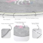 - RealHomes Dijital Baskılı Kaymaz Tabanlı Comfort Çocuk Odası Yuvarlak Halı - Realhomes  Gri Zeminde Unicorn Sevimli At Çocuk & Genç Odası Makinede Yıkanabilir Kaymaz Tabanlı Yuvarlak Çocuk Halısı Realhomes