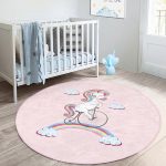 - RealHomes Dijital Baskılı Kaymaz Tabanlı Comfort Çocuk Odası Yuvarlak Halı - Realhomes  Bisiklete Binmiş Unicorn Desenli Çocuk & Genç Odası Makinede Yıkanabilir Kaymaz Tabanlı Yuvarlak Çocuk Halısı Realhomes