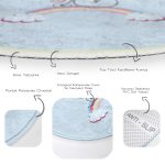 - RealHomes Dijital Baskılı Kaymaz Tabanlı Comfort Çocuk Odası Yuvarlak Halı - Realhomes  Mavi Zeminde Bisiklet Ve Unicorn Tasarımlı Çocuk & Genç Odası Makinede Yıkanabilir Kaymaz Tabanlı Yuvarlak Çocuk Halısı Realhomes