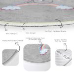 - RealHomes Dijital Baskılı Kaymaz Tabanlı Comfort Çocuk Odası Yuvarlak Halı - Realhomes  Gri Zeminde Bisiklet Ve Unicorn Tasarımlı Çocuk & Genç Odası Makinede Yıkanabilir Kaymaz Tabanlı Yuvarlak Çocuk Halısı Realhomes