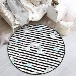 - RealHomes Dijital Baskılı Kaymaz Tabanlı Comfort Çocuk Odası Yuvarlak Halı - Realhomes  Siyah Beyaz Çizgili Unicorn Atlar Çocuk & Genç Odası Makinede Yıkanabilir Kaymaz Tabanlı Yuvarlak Çocuk Halısı Realhomes