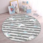 - RealHomes Dijital Baskılı Kaymaz Tabanlı Comfort Çocuk Odası Yuvarlak Halı - Realhomes  Gri Beyaz Çizgili Unicorn Atlar Çocuk & Genç Odası Makinede Yıkanabilir Kaymaz Tabanlı Yuvarlak Çocuk Halısı Realhomes