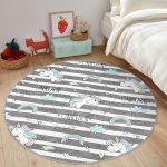 - RealHomes Dijital Baskılı Kaymaz Tabanlı Comfort Çocuk Odası Yuvarlak Halı - Realhomes  Gri Beyaz Çizgili Unicorn Atlar Çocuk & Genç Odası Makinede Yıkanabilir Kaymaz Tabanlı Yuvarlak Çocuk Halısı Realhomes