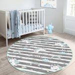 - RealHomes Dijital Baskılı Kaymaz Tabanlı Comfort Çocuk Odası Yuvarlak Halı - Realhomes  Gri Beyaz Çizgili Unicorn Atlar Çocuk & Genç Odası Makinede Yıkanabilir Kaymaz Tabanlı Yuvarlak Çocuk Halısı Realhomes