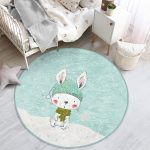 - RealHomes Dijital Baskılı Kaymaz Tabanlı Comfort Çocuk Odası Yuvarlak Halı - Realhomes  Winter Tavşan Motifli Çocuk & Genç Odası Makinede Yıkanabilir Kaymaz Tabanlı Yuvarlak Çocuk Halısı Realhomes