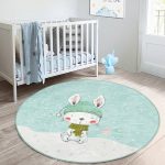 - RealHomes Dijital Baskılı Kaymaz Tabanlı Comfort Çocuk Odası Yuvarlak Halı - Realhomes  Winter Tavşan Motifli Çocuk & Genç Odası Makinede Yıkanabilir Kaymaz Tabanlı Yuvarlak Çocuk Halısı Realhomes