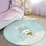 - RealHomes Dijital Baskılı Kaymaz Tabanlı Comfort Çocuk Odası Yuvarlak Halı - Realhomes  Winter Tavşan Motifli Çocuk & Genç Odası Makinede Yıkanabilir Kaymaz Tabanlı Yuvarlak Çocuk Halısı Realhomes