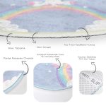 - RealHomes Dijital Baskılı Kaymaz Tabanlı Comfort Çocuk Odası Yuvarlak Halı - Realhomes  Unicorn Party Yazılı Çocuk & Genç Odası Makinede Yıkanabilir Kaymaz Tabanlı Yuvarlak Çocuk Halısı Realhomes