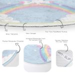 - RealHomes Dijital Baskılı Kaymaz Tabanlı Comfort Çocuk Odası Yuvarlak Halı - Realhomes  Mavi Zeminde Unicorn Tasarımlı Çocuk & Genç Odası Makinede Yıkanabilir Kaymaz Tabanlı Yuvarlak Çocuk Halısı Realhomes