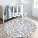 - RealHomes Dijital Baskılı Kaymaz Tabanlı Comfort Çocuk Odası Yuvarlak Halı - Realhomes  Gri Zeminde Rengarenk Kalpler Çocuk & Genç Odası Makinede Yıkanabilir Kaymaz Tabanlı Yuvarlak Çocuk Halısı Realhomes