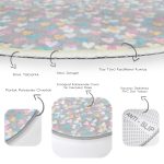 - RealHomes Dijital Baskılı Kaymaz Tabanlı Comfort Çocuk Odası Yuvarlak Halı - Realhomes  Gri Zeminde Rengarenk Kalpler Çocuk & Genç Odası Makinede Yıkanabilir Kaymaz Tabanlı Yuvarlak Çocuk Halısı Realhomes