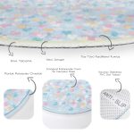 - RealHomes Dijital Baskılı Kaymaz Tabanlı Comfort Çocuk Odası Yuvarlak Halı - Realhomes  Mavi Zeminde Rengarenk Kalpler Çocuk & Genç Odası Makinede Yıkanabilir Kaymaz Tabanlı Yuvarlak Çocuk Halısı Realhomes