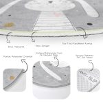 - RealHomes Dijital Baskılı Kaymaz Tabanlı Comfort Çocuk Odası Yuvarlak Halı - Realhomes  Gri Zeminde Renkli Puanlı Kedicik Desenli Çocuk & Genç Odası Makinede Yıkanabilir Kaymaz Tabanlı Yuvarlak Çocuk Halısı Realhomes