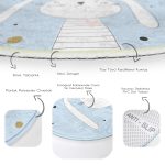 - RealHomes Dijital Baskılı Kaymaz Tabanlı Comfort Çocuk Odası Yuvarlak Halı - Realhomes  Mavi Zeminde Renkli Puanlı Kedicik Desenli Çocuk & Genç Odası Makinede Yıkanabilir Kaymaz Tabanlı Yuvarlak Çocuk Halısı Realhomes