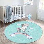 - RealHomes Dijital Baskılı Kaymaz Tabanlı Comfort Çocuk Odası Yuvarlak Halı - Realhomes  Bisiklete Binmiş Unicorn Desenli Çocuk & Genç Odası Makinede Yıkanabilir Kaymaz Tabanlı Yuvarlak Çocuk Halısı Realhomes