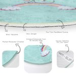 - RealHomes Dijital Baskılı Kaymaz Tabanlı Comfort Çocuk Odası Yuvarlak Halı - Realhomes  Bisiklete Binmiş Unicorn Desenli Çocuk & Genç Odası Makinede Yıkanabilir Kaymaz Tabanlı Yuvarlak Çocuk Halısı Realhomes