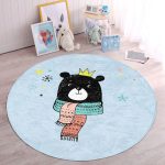 - RealHomes Dijital Baskılı Kaymaz Tabanlı Comfort Çocuk Odası Yuvarlak Halı - Realhomes  Mavi Zemin Atkılı Ayı Motifli Çocuk & Genç Odası Makinede Yıkanabilir Kaymaz Tabanlı Yuvarlak Çocuk Halısı Realhomes