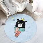 - RealHomes Dijital Baskılı Kaymaz Tabanlı Comfort Çocuk Odası Yuvarlak Halı - Realhomes  Mavi Zemin Atkılı Ayı Motifli Çocuk & Genç Odası Makinede Yıkanabilir Kaymaz Tabanlı Yuvarlak Çocuk Halısı Realhomes