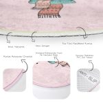 - RealHomes Dijital Baskılı Kaymaz Tabanlı Comfort Çocuk Odası Yuvarlak Halı - Realhomes  Pembe Zeminde Atkılı Ayıcık Desenli Çocuk & Genç Odası Makinede Yıkanabilir Kaymaz Tabanlı Yuvarlak Çocuk Halısı Realhomes