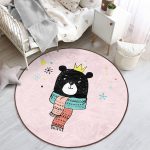 - RealHomes Dijital Baskılı Kaymaz Tabanlı Comfort Çocuk Odası Yuvarlak Halı - Realhomes  Pembe Zeminde Atkılı Ayıcık Desenli Çocuk & Genç Odası Makinede Yıkanabilir Kaymaz Tabanlı Yuvarlak Çocuk Halısı Realhomes