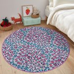 - RealHomes Dijital Baskılı Kaymaz Tabanlı Comfort Çocuk Odası Yuvarlak Halı - Realhomes  Renkli Leopar Desenli Çocuk & Genç Odası Makinede Yıkanabilir Kaymaz Tabanlı Yuvarlak Çocuk Halısı Realhomes