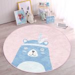 - RealHomes Dijital Baskılı Kaymaz Tabanlı Comfort Çocuk Odası Yuvarlak Halı - Realhomes Pembe Zemin Baby Shower Yazılı Ayıcık Desenli Çocuk & Genç Odası Makinede Yıkanabilir Kaymaz Tabanlı Yuvarlak Çocuk Halısı Realhomes
