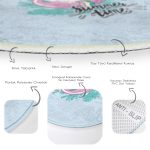 - RealHomes Dijital Baskılı Kaymaz Tabanlı Comfort Çocuk Odası Yuvarlak Halı - Realhomes  Mavi Zemin Flamingo Unicorn Temalı Çocuk & Genç Odası Makinede Yıkanabilir Kaymaz Tabanlı Yuvarlak Çocuk Halısı Realhomes