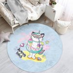 - RealHomes Dijital Baskılı Kaymaz Tabanlı Comfort Çocuk Odası Yuvarlak Halı - Realhomes  Yaz Temalı Unicorn Kedi Tasarımlı Çocuk & Genç Odası Makinede Yıkanabilir Kaymaz Tabanlı Yuvarlak Çocuk Halısı Realhomes