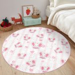 - RealHomes Dijital Baskılı Kaymaz Tabanlı Comfort Çocuk Odası Yuvarlak Halı - Realhomes  Pembe Sevimli Fil Temalı Çocuk & Genç Odası Makinede Yıkanabilir Kaymaz Tabanlı Yuvarlak Çocuk Halısı Realhomes